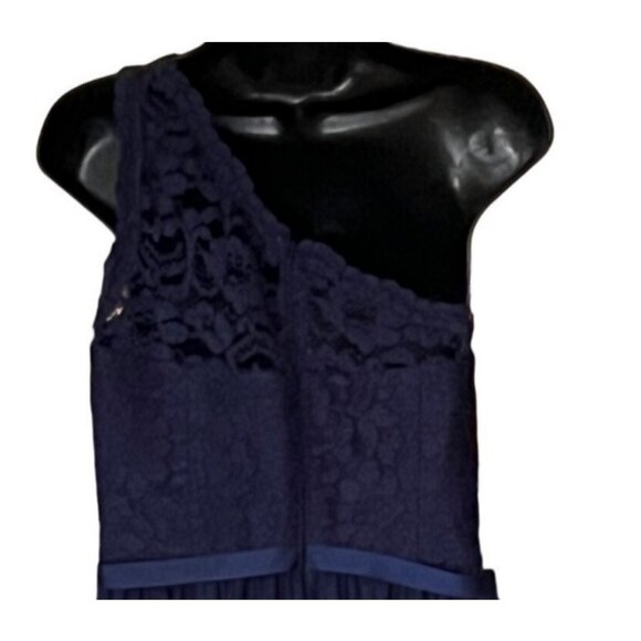 David's Bridal women's navy blue, mid-length formal dress, size 8,one shoulder, - Picture 5 of 10